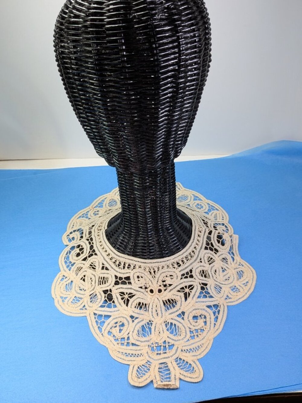 Antique Batton Tape Lace High Neck Plastron Collar Cream Armor Cosplay Trim